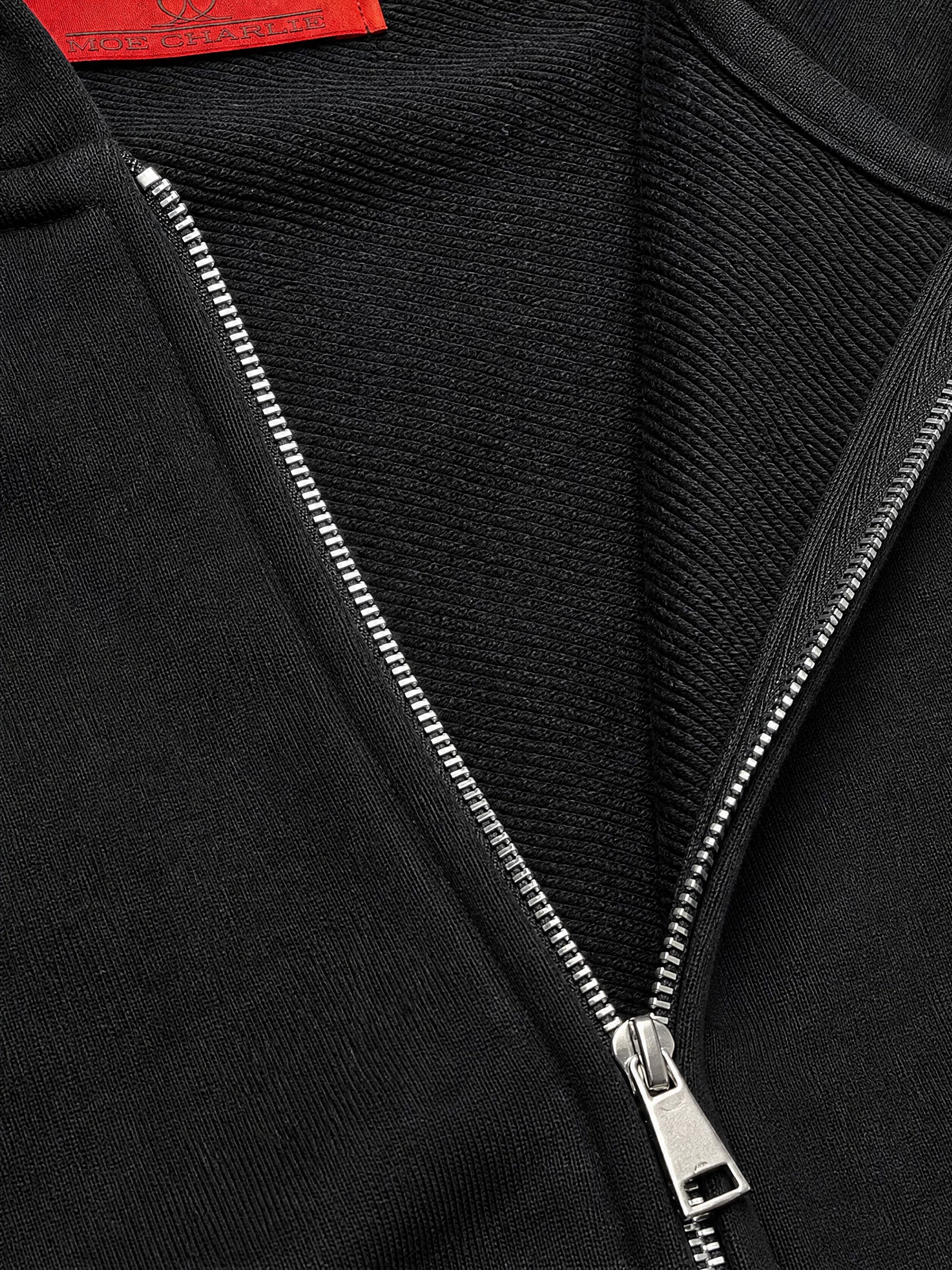 Moe Charlie Zip Hoodie in Schwarz