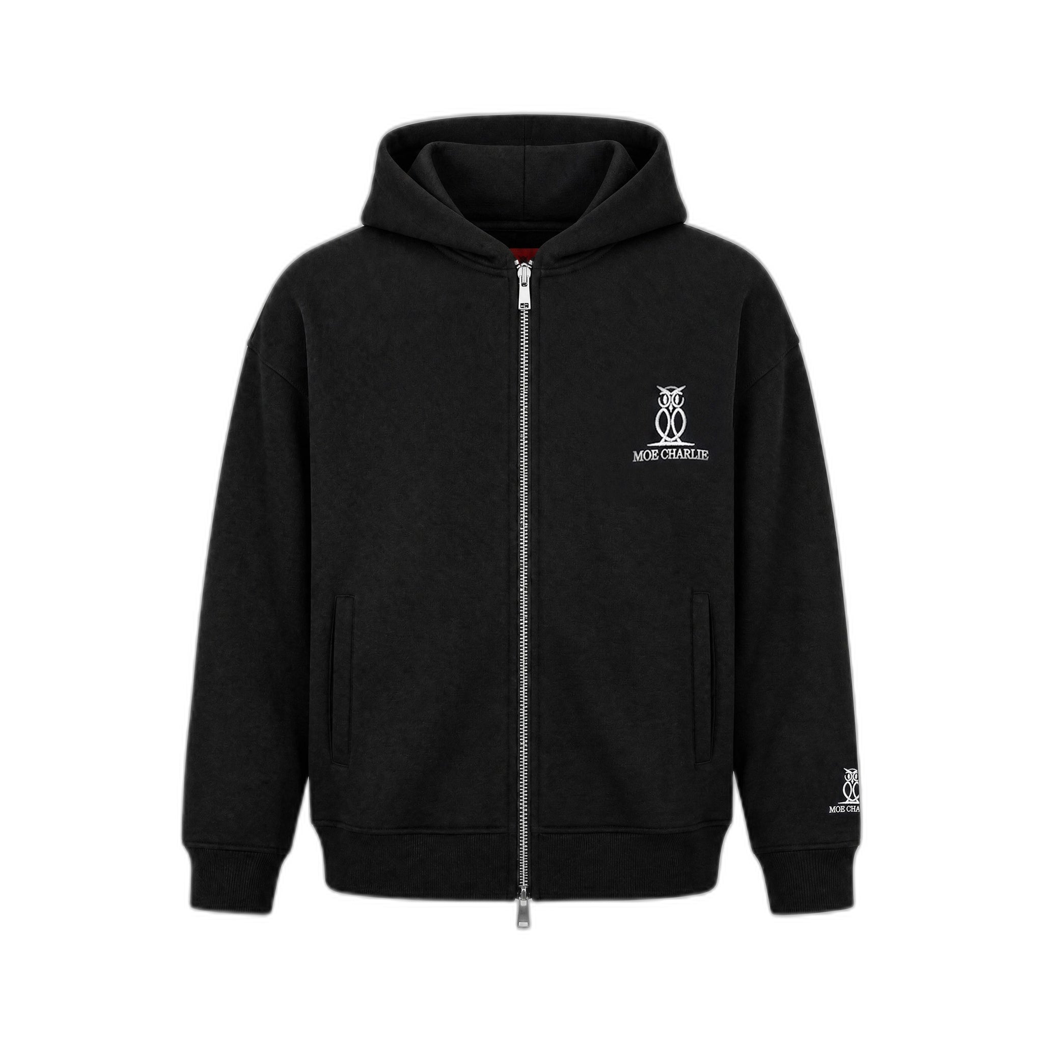 Moe Charlie Zip Hoodie in Schwarz