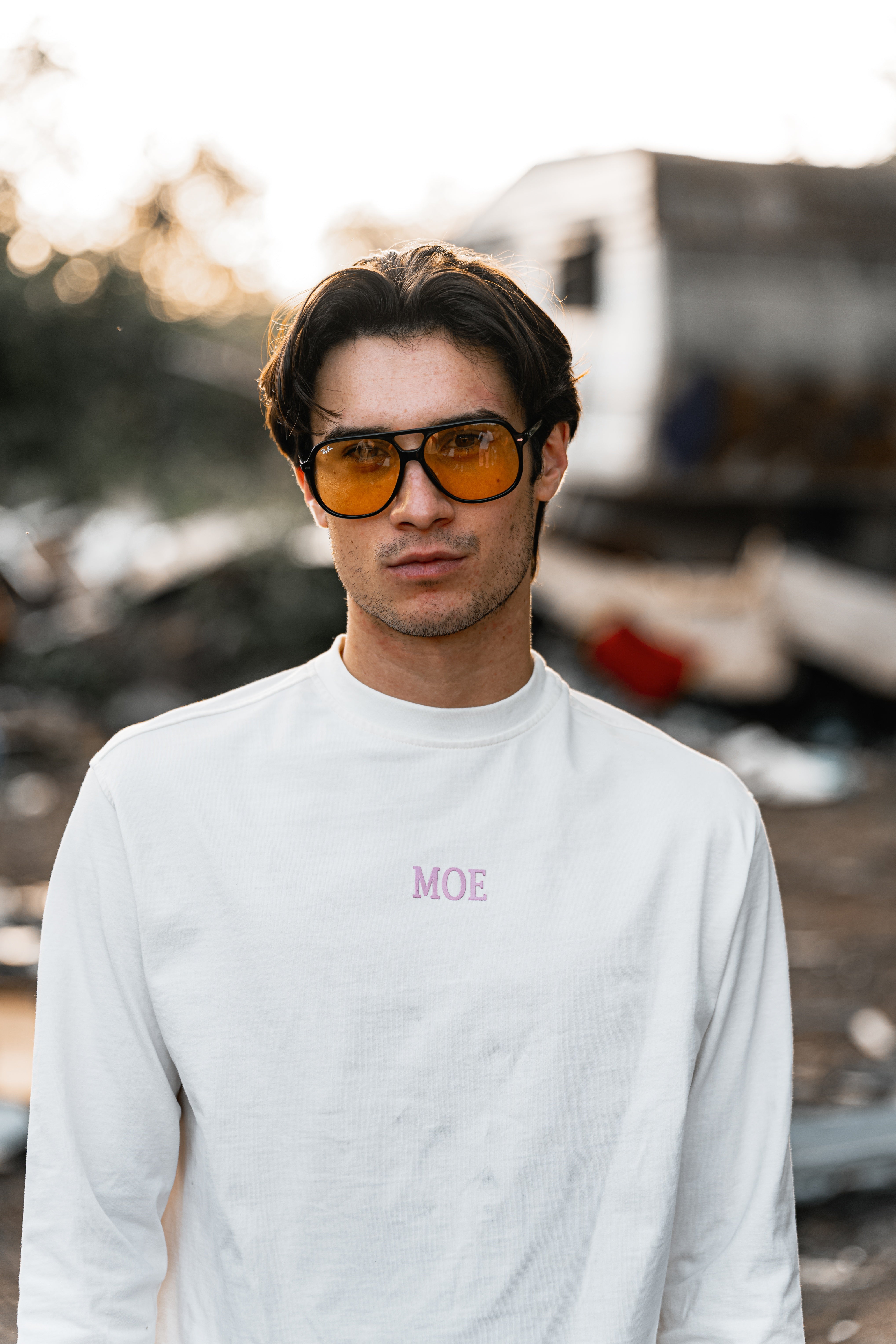 MOE Longsleeve in Creme Pink Logo