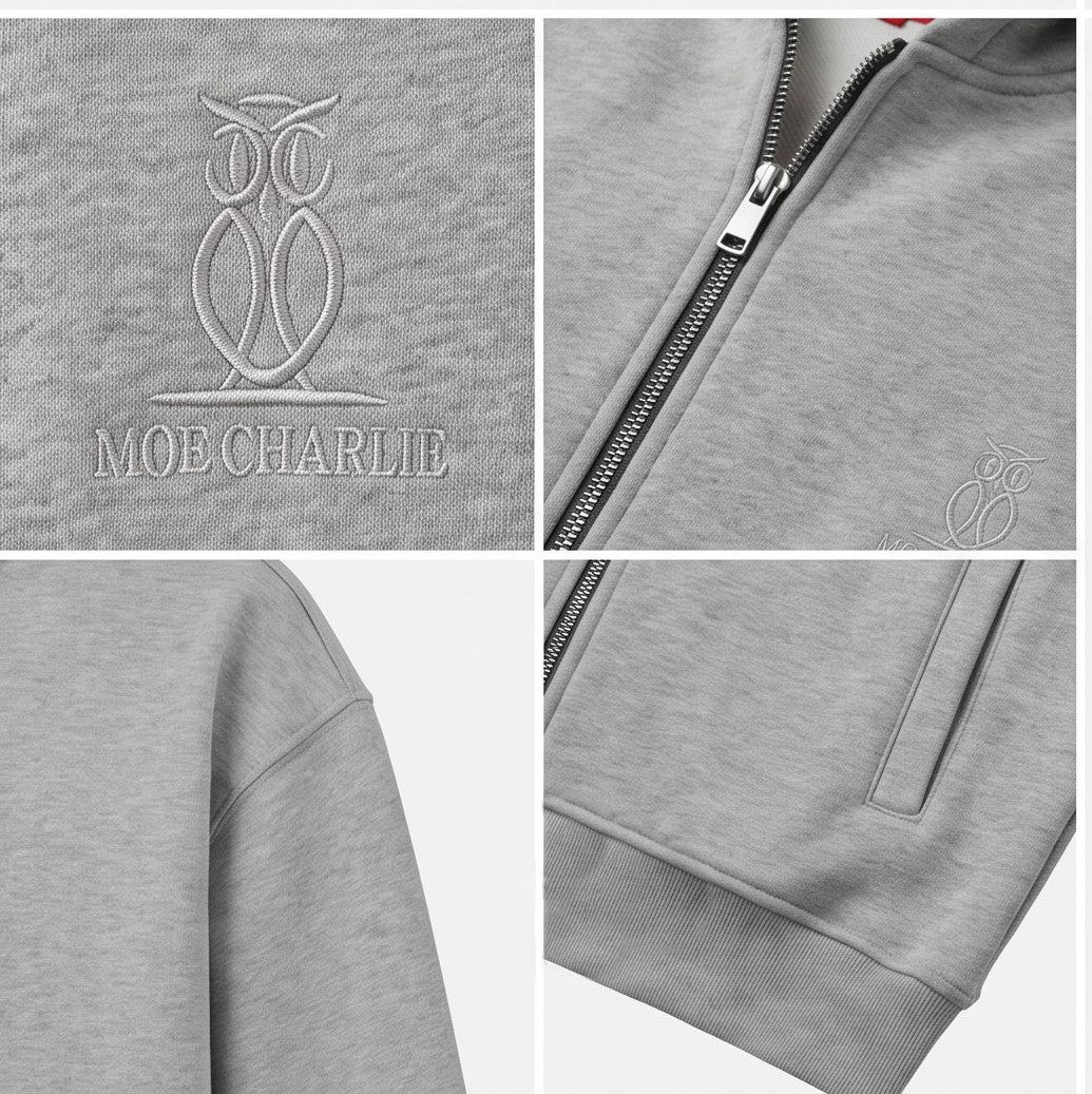 Moe Charlie Zip Hoodie in Grau