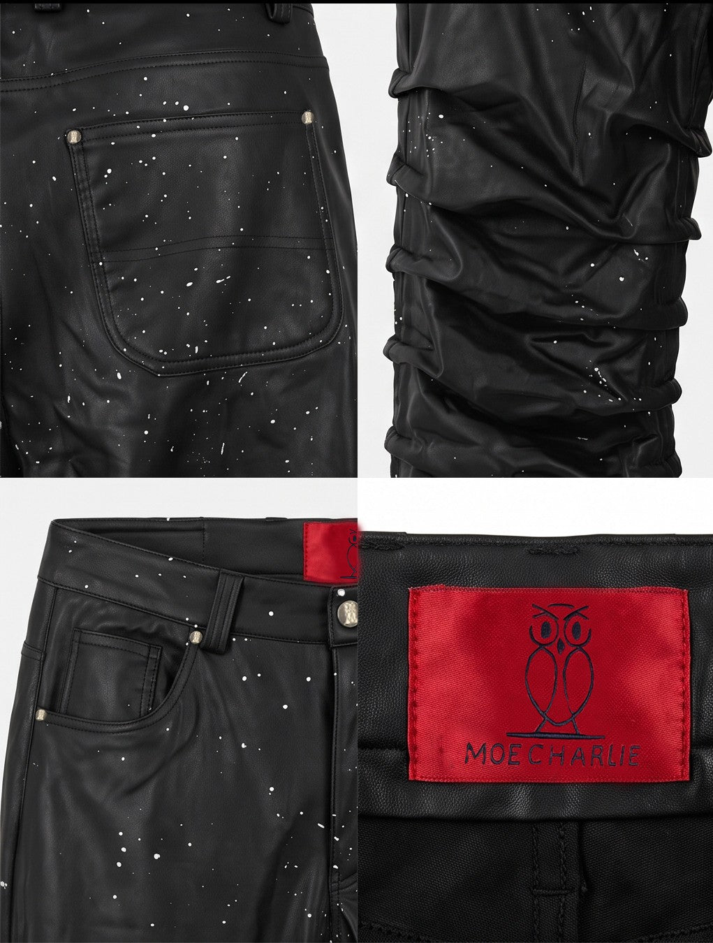 Handmade Artist Leder Hose Schwarz