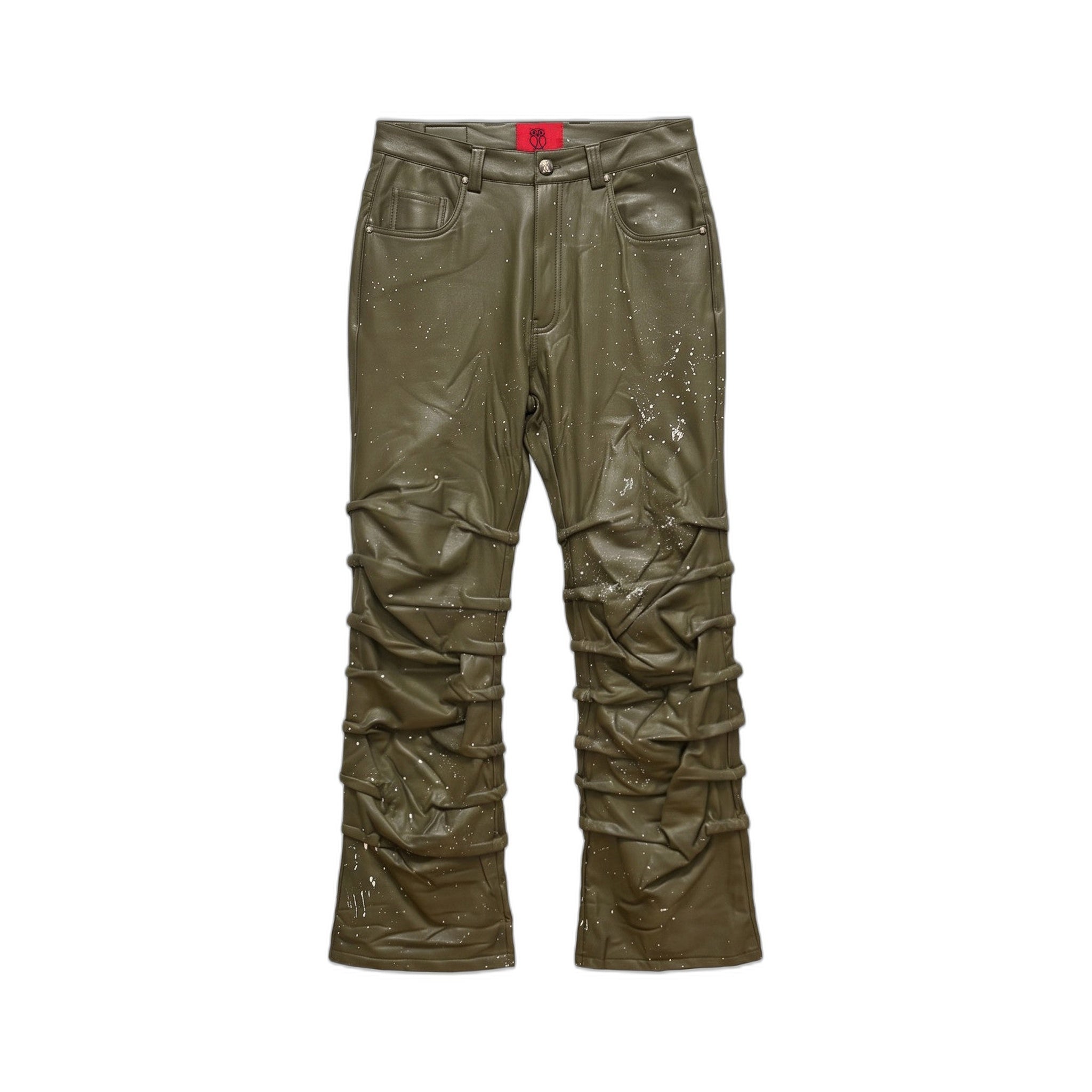 Handmade Artist Leder Hose Olive
