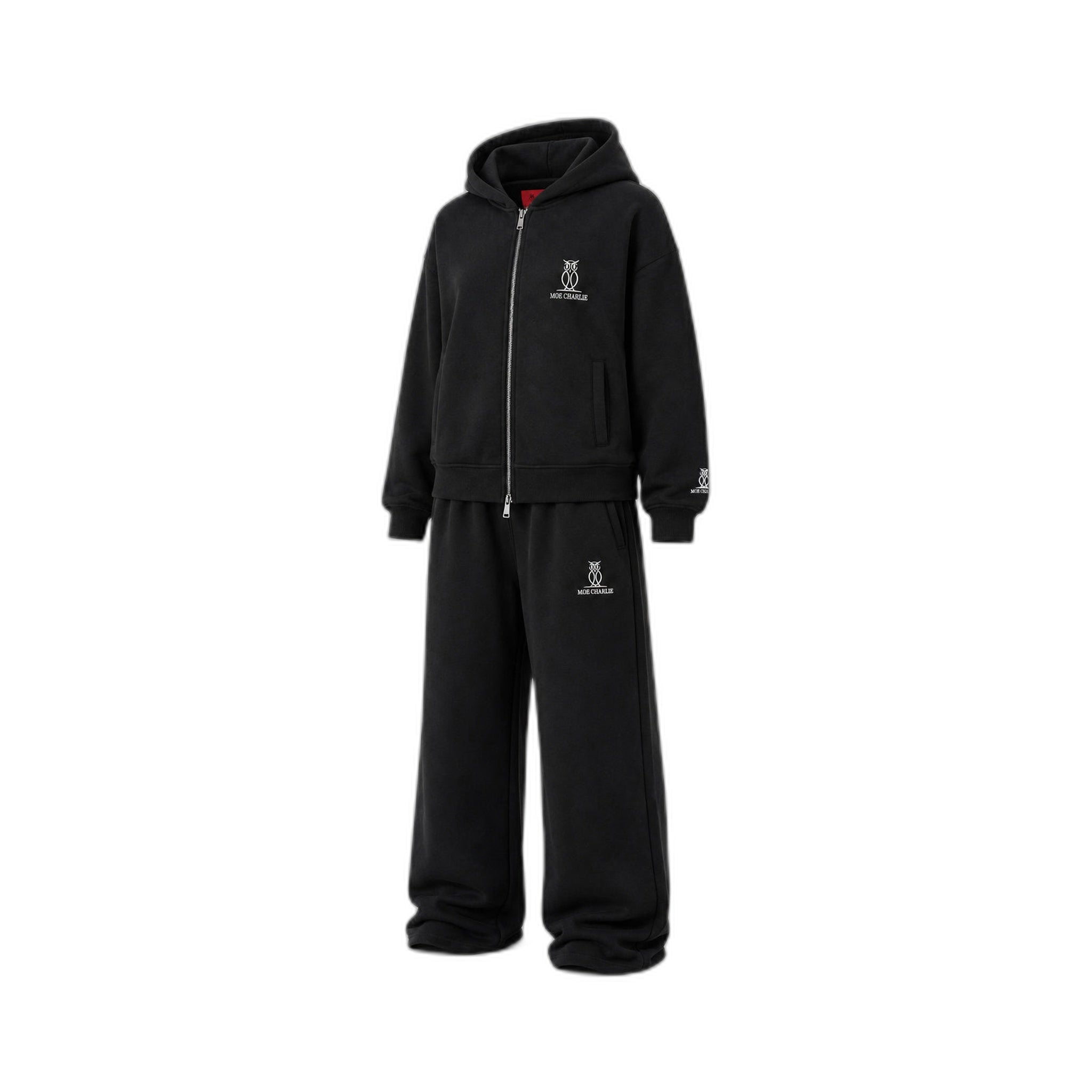 Moe Charlie Zip Hoodie in Schwarz
